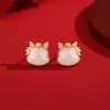 Pendientes Tichia Originales de Jade Hetian Caballo Pequeño Lindo para Mujer Plata de Ley S925 Nuevo Estilo Chino Joyería para Orejas Caballo del Zodiaco de Gama Alta