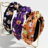 Diadema Personalizada de Halloween Transfronteriza Calabaza Fantasma Sombrero de Bruja Diadema Ancha Nudada Accesorios para el Cabello para Salir