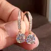 Pendientes de Diamante Blanco Redondo con Cuatro Garras de Circonia Completa Transfronterizos Pendientes para Mujer Pendientes de Gancho Coreanos Dongdaemun Joyería