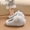 Pantuflas de Algodón de Osito Lindo Hamuding para Mujer Otoño/Invierno Nuevo Estilo Calientes de Interior con Felpa Espesa