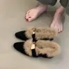 Zapatos Retro de Plataforma Peludos con Hebilla Metálica, Forrados para Calidez, Nuevo Estilo Otoño/Invierno para Mujer, Zapatos Mary Jane Ligeros y Delicados