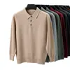 Exportação transfronteiriça, camisa polo de tricô grosso para homens, nova coleção outono/inverno 2026, business casual, cor sólida, suéter masculino