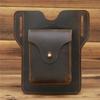 0774 Bolsa Doble para Teléfono Móvil para Hombre, Bolsa de Cintura Colgante, Herramienta Multifuncional, Deporte, Carrera, Sitio de Construcción al Aire Libre, Funda de Cuero Genuino, Anti-Pérdida