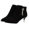 Botas de tornozelo femininas foscas, nova coleção outono/inverno 2026, bico fino, salto médio, versáteis, forradas de fleece, de salto alto, salto baixo, botas de tornozelo elegantes para mulheres