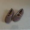 Sapatos Mary Jane Femininos Franceses Delicados de Uma Tira Outono/Inverno 2026 Novos Sapatos de Pelo Planos de Boca Rasa Slip-on Femininos