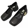 Zapatos de Tacón Alto Nuevos de Primavera 2024, Zapatos de Piel con Tacón Grueso Estilo Francés de Correa Única, Zapatos Mary Jane de Estilo Nocturno para Mujer