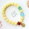 Pulsera de Cera de Abeja Natural, Pulsera de Aguamarina Roja del Sur para Mujer, Plata 925 Gruesa Chapada en Oro