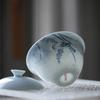 Mingzhi Shanzhi Qingshan azul Yingge golondrina danza Zhiyin gaiwan pintado a mano flor y pájaro tazón de té de cerámica juego de té kung fu gaiwan