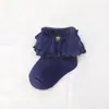 Calcetines de encaje para niña para primavera y otoño, calcetines de princesa para bebé con borde de encaje de doble capa, calcetines para bebé, calcetines cortos de baile para niñas pequeñas transfronterizos