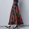 066 Falda Larga de Verano Estampado Floral Corte A Cintura Alta Ajustada Abertura Falda de Vuelo para Mujer