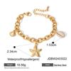 Pulsera de Acero Inoxidable Chapado en Oro de 18K con Forma de Estrella de Mar, Concha y Caracola 2024 Serie Marina de Verano Europea y Americana Pulsera de Acero de Titanio
