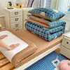Juego de cuatro piezas de algodón acolchado para estudiantes con gasa de doble capa 0.9m cama litera de dormitorio lavable a máquina juego de tres piezas sábana y funda de edredón para cama de dormitorio