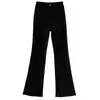 Calças micro forradas com fleece femininas 2024 novas explosões outono e inverno grossas cintura alta inverno cavalo preto jeans flare