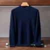 Nueva colección de otoño e invierno: suéter de cachemira para hombre, color liso, cuello semi alto, suéter de lana, adecuado para ropa de negocios, talla grande, se puede usar como capa interior