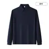 Camisa Polo Sem Costura de Nylon Alta Elasticidade Secagem Rápida Roupas de Trabalho Personalizadas Masculina Manga Longa Logo Estampado Top Casual de Negócios com Gola