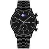 GENEVA Relógio Masculino Criativo Sol Lua Estrela Sete Bolas Pulseira de Aço Mostrador Grande Calendário de Negócios Relógio de Quartzo Masculino