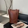 2025 nova bolsa de couro curtido vegetal de alta qualidade bolsa de couro de vaca bolsa balde tote preguiçosa retrô couro feminina uma geração de cabelo