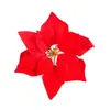 Decoraciones de Navidad 20cm Flores de Navidad Colgante Decoración Árbol de Navidad Flores de Navidad Simuladas Franela Oro/Rojo 6G