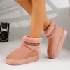 Botas Curtas Femininas Novo Estilo Transfronteiriças com Fitas Trançadas e Bordas Desfiadas, Pelúcia Espessa, Antiderrapantes, Adequadas para Outono e Inverno, para o Trabalho e Uso ao Ar Livre, Sapatos de Neve de Algodão Atacado