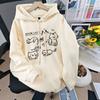 Meninos e meninas universal lã forrado grosso capuz camisola outono e inverno novo desenho animado bonito gato grupo impresso topo