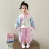 Conjunto Fashionável de Primavera e Outono para Meninas 2026 Novo Conjunto Stylish de Moletom com Gola Reversível Estilo Outono para Bebê