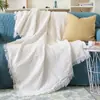 Estilo Nórdico Branco Arroz Tricô Dupla Face Cobertura Total Toalha de Sofá Manta de Sofá Manta de Fio Capa para Sofá Reclinável Individual Duplo Antiderrapante