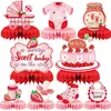 Decoração de Centro de Mesa Colmeia Morango Baby Party para Mesa Suprimentos para Festa de Aniversário de Morango Adequado para Meninos e Meninas