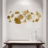Novo Estilo Chinês Folha de Ginkgo Estéreo Pendurado na Parede Decoração de Parede de Fundo de Ferro Forjado para Casa Decoração de Parede Metal Leve Luxo Pingente Desmontagem