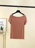 Camiseta Feminina Modal Decote Ombro a Ombro Manga Curta, Novo Estilo Verão, Design Fino, Top para Usar por Cima, Camiseta Básica