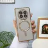 Para funda de teléfono Huawei mate60pro CD plating magnético iphone15 con película para lente cubierta transparente 11