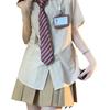 Camisa JK Estudiante Femenina Estilo Coreano Suelta Rayada Manga Corta Estilo Preppy Top Básico Versátil