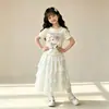 Conjunto de Dos Piezas de Verano para Niñas, Camiseta de Dibujos Animados con Mangas Cortas, Falda de Pastel Estilo Princesa, Moderno y Único para Niños Mayores, Dulce y Lindo