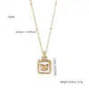 Elegante, de Moda, Cuadrado Geométrico Simple Mariposa Incrustada con Concha, Acero Inoxidable Chapado en Oro de 18 Quilates, Collar para Mujer para Superponer