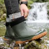Botas de Lluvia Impermeables para Exteriores de Caña Corta para Hombre, Antideslizantes, de Moda, con Cordón, Botas de Lluvia para Estudiantes, Suaves, Resistentes al Desgaste, Waders para Acampar y Pescar
