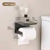 Porta Toallas de Papel de Acero Inoxidable Negro sin Taladro Estante de Almacenamiento Estante de Mano para Baño Estante de Almacenamiento para Rollo de Papel Higiénico