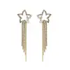 Celebridad de Internet Pendientes de Plata de Ley s925 con Aguja Larga de Estrella de Cinco Puntas y Borla de Circonita para Mujer Estilo Coreano Personalidad Pendientes de Diamante Brillante Pendientes Largos