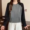 Sudadera Retro Raglán Corta Estilo Coreano Petite Cómoda Diseño con Sentido Niche Otoño Nuevo Manga Suelta Top Tendencia para Mujer