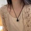 Colar Zen Chinês Novo Antigo Nicho Camada Dupla Estilo Étnico Vintage Pingente de Pena Colar de Fio de Cera Longo Feminino Algodão