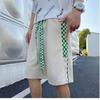 Ropa Masculina Estilo Japonés Lu Coreano Pantalones Cortos de Cuadros de Moda Hombres Verano 2024 Nuevo Estilo Empalme Deportivos Estilo Ins Pantalones de Tres Cuartos
