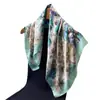 Pañuelo Cuadrado de Seda Artificial con Estampado Fresco de Primavera y Verano, Versátil y de Alta Gama, Pañuelo para el Cuello, Pañuelo para la Cabeza, Pañuelo de Seda, Bufanda