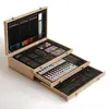 Set Chiyuan de 175 Piezas Caja de Regalo de Madera Set de Pinceles Pincel de Pintura Artística Caja de Regalo con Cuaderno Caja de Herramientas de Arte
