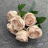 Rosa artificial de concubina imperial de 7 cabezas con mango de viga, flor artificial vintage para salón de bodas, con flores, flores de plomo para camino, accesorios de decoración para el hogar