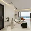 Mampara de Vidrio para Onda Larga de Metal Color Crema para Dormitorio, Sala de Estar, Entrada, Sofá, Baño, Mampara Divisoria, Divisor de Sala de Estar