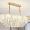 Lámpara de cristal lujosa y elegante para sala de estar, candelabro de alta gama estilo europeo para comedor, lámpara de plumas minimalista posmoderna para hall de dormitorio principal