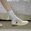Zapatos Mary Jane Blancos a Juego, Punta Redonda, Boca Baja, Tacón Grueso para Mujer, Nuevos Zapatos Franceses Retro de Verano 2025