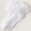 Calcetines de encaje para niñas primavera y otoño algodón puro danza infantil Blanco danza latina verano finos Princesa niñas pequeñas calcetines