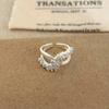 Anillo Abierto de Cruz de Circonita Estilo Ins Coreano Moda Lujo Ligero Nicho de Gama Alta Temperamento Joyería Versátil para el Día a Día