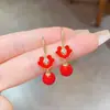 Brincos Ruyi Vermelho Festivo Chinês Ganchos Novos Tendência Nacional Elegantes Longos 2025 Novos Brincos da Moda