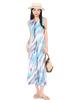 Vestido Estampado Plisado Miyake, Estilo Nuevo, Elegante Talla Grande para el Trabajo, Vestido Camisero sin Mangas Fluido