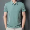 2024 Polo Sem Marcas Gelo Seda Verão Masculino Gola Camisa Jovem e Meia-idade Elástico Casual Manga Curta Camiseta